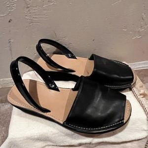 Black leather sandals